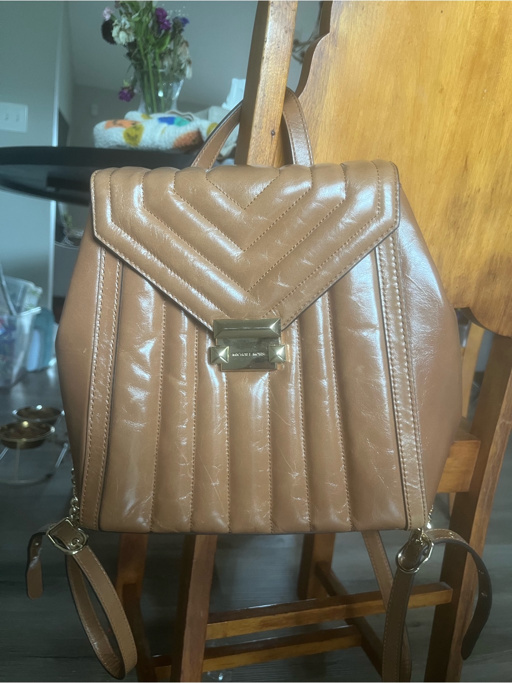 Nwt Michael Kors Quilted Leather Convertible Whitney Backpack - Brown
